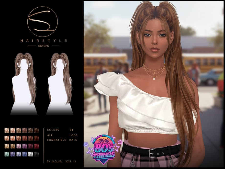 Прическа Retro double ponytail hairstyles
