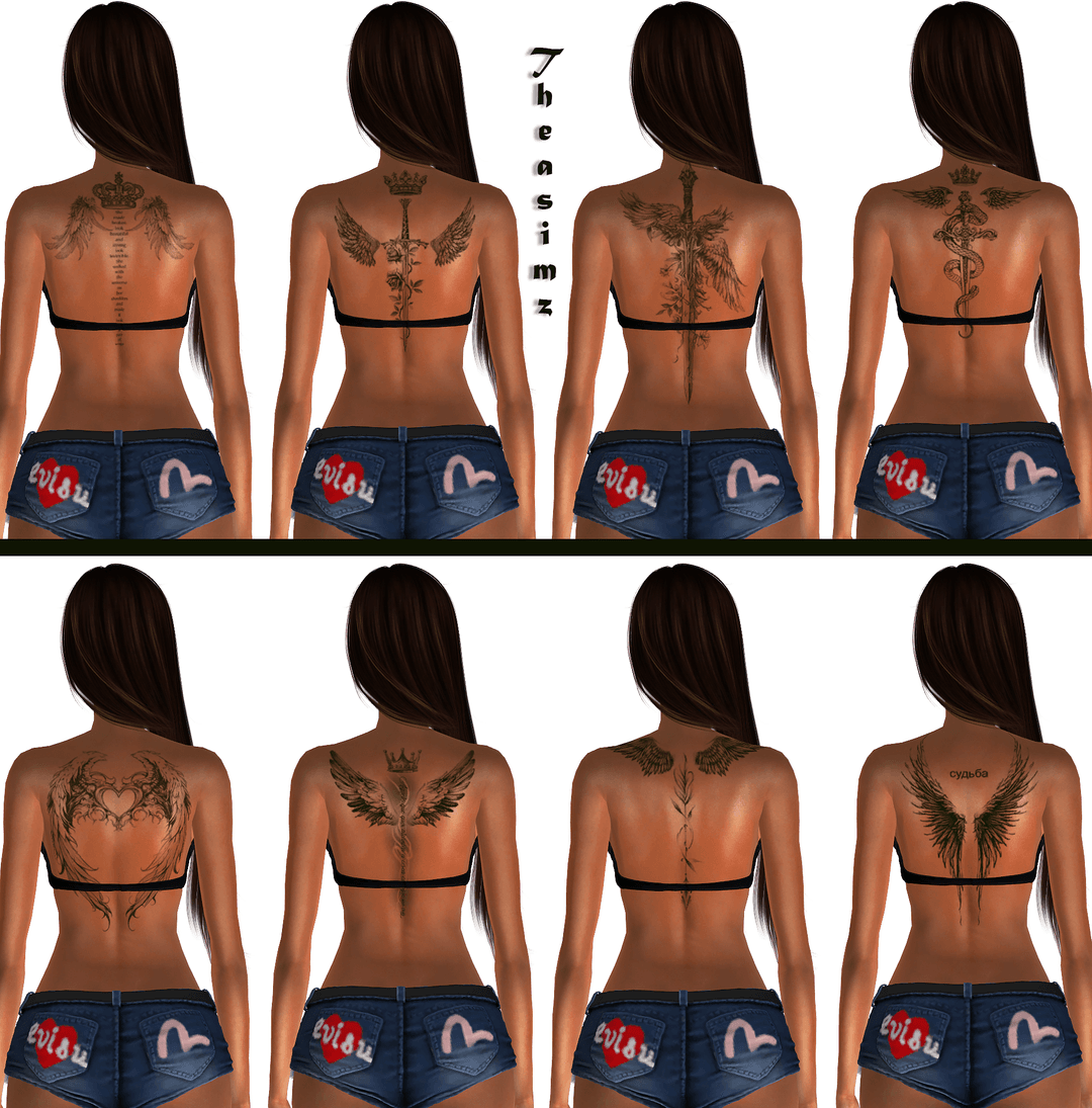 Тату для спины Wings back tattoos