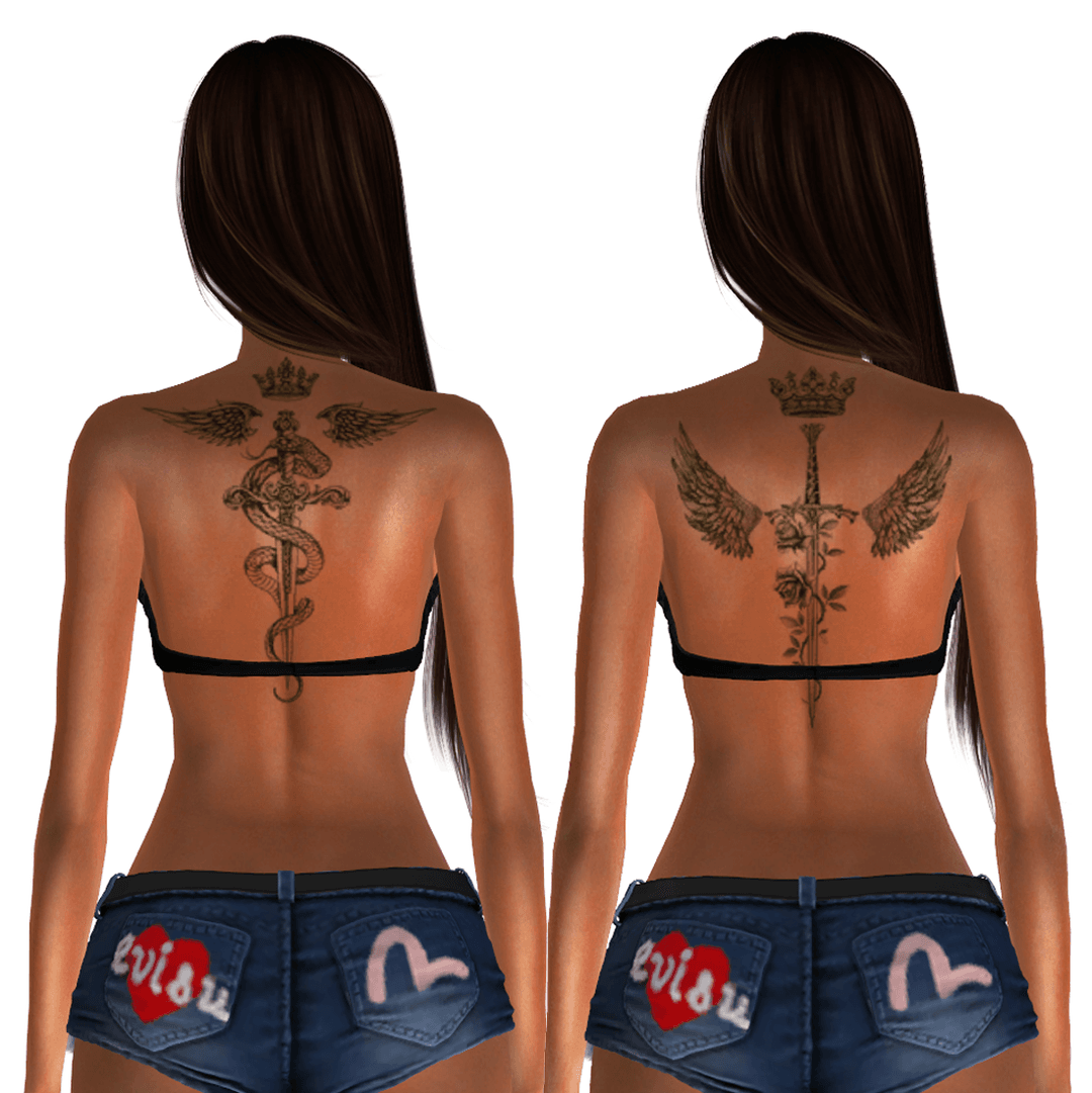 Тату для спины Wings back tattoos — кадр 3