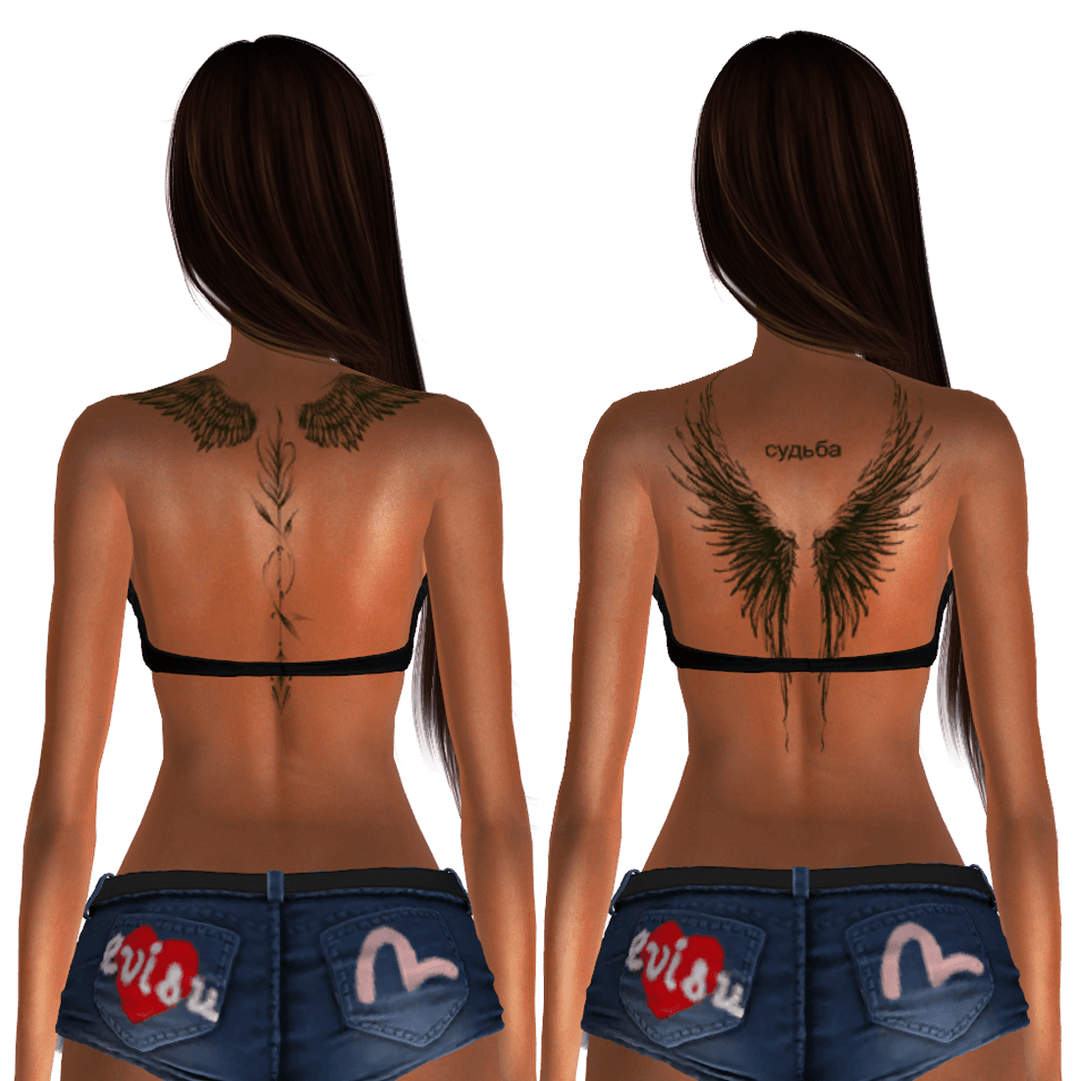 Тату для спины Wings back tattoos — кадр 5