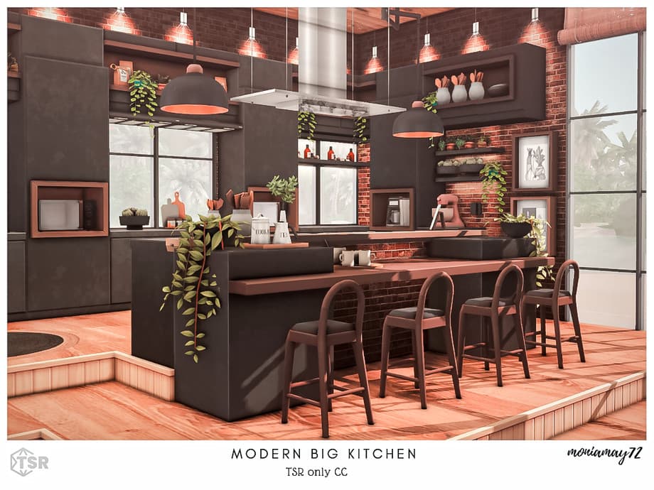Кухня Modern Big Kitchen CC (лот) | Sims4Mods