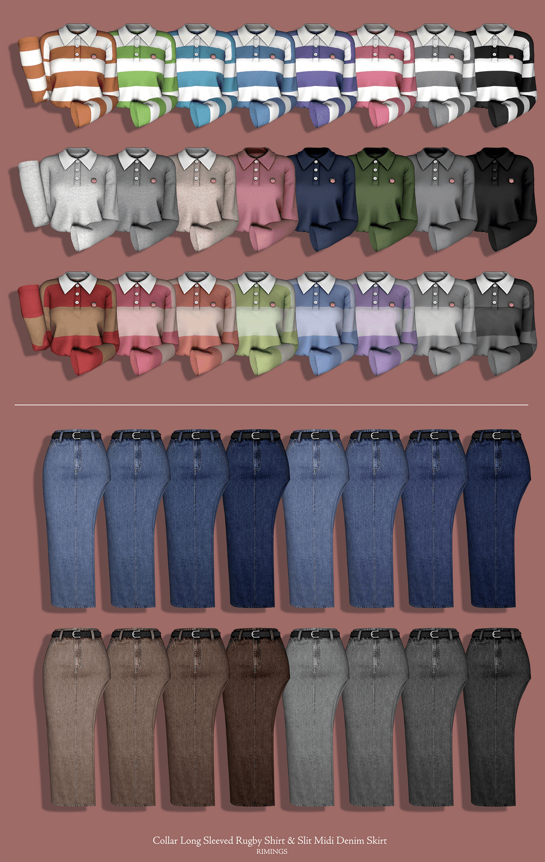 Комплект Long Sleeved Shirt & Midi Denim Skirt — кадр 2