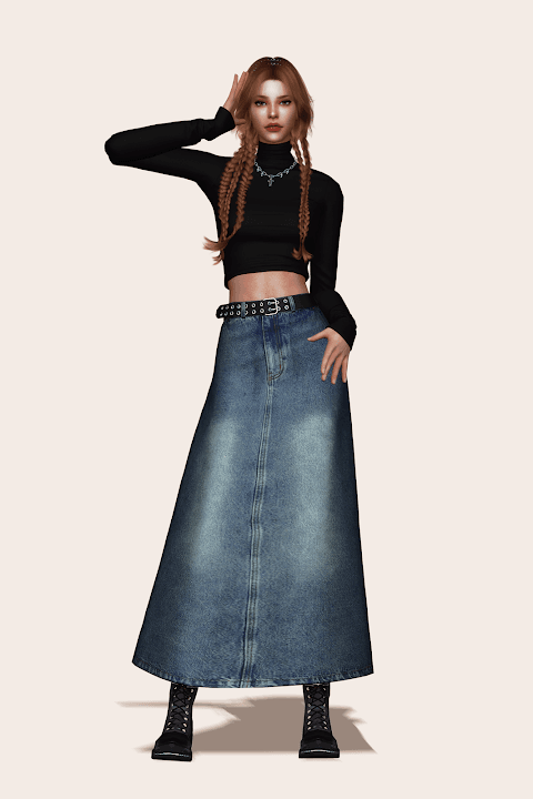 Сет одежды Cropped Turtleneck & Long Skirt & Necklace — кадр 2