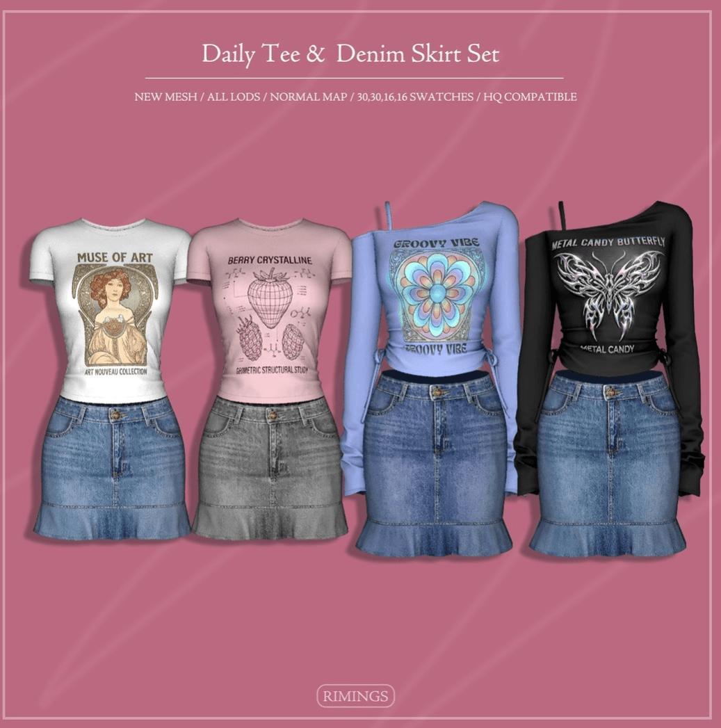 Сет одежды Daily TEE & Denim Skirt