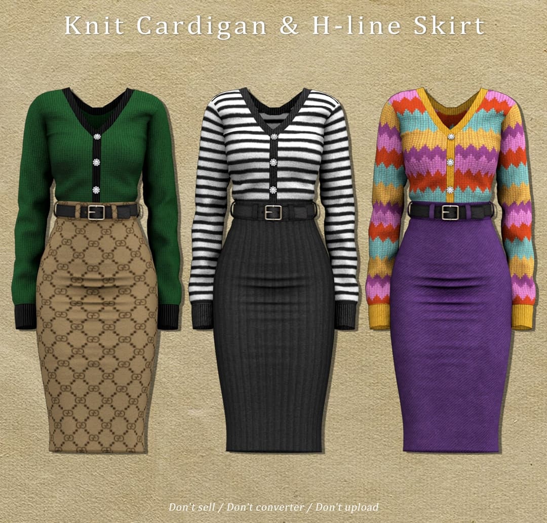 Комплект Knit Cardigan & H-line Skirt