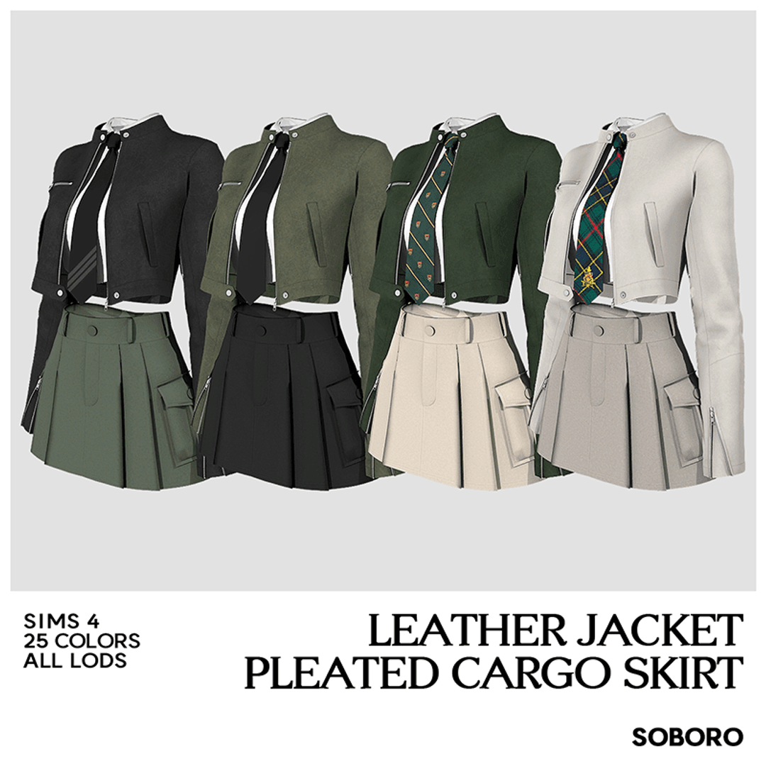 Комплект Leather Jacket&Cargo Skirt