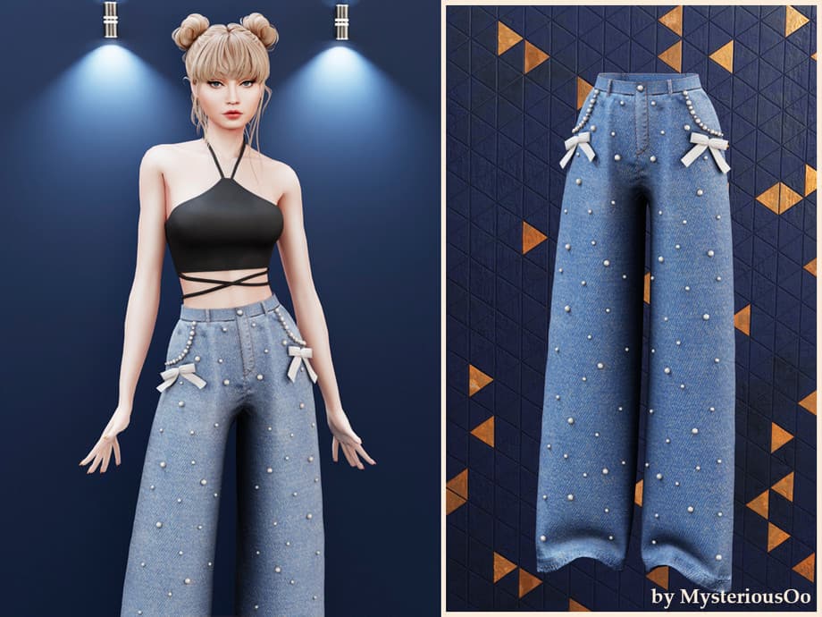 Джинсы Pearl detail wide jeans