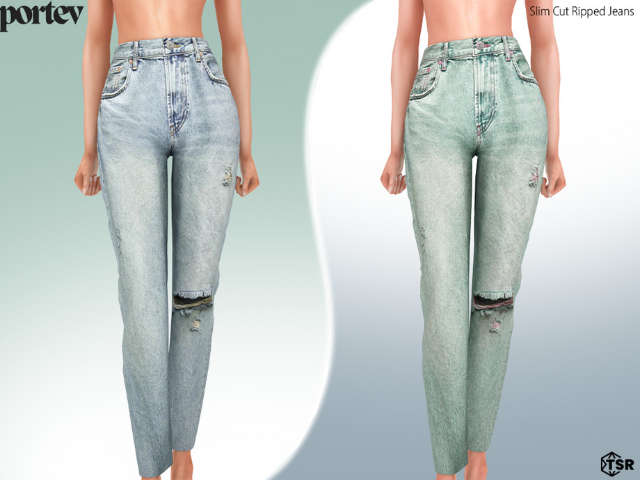 Джинсы Slim Cut Ripped Jeans
