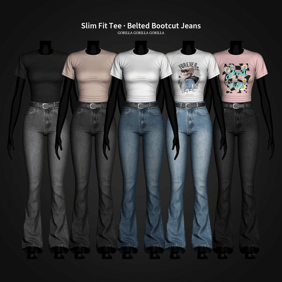 Сет одежды Slim Fit Tee · Belted Bootcut Jeans