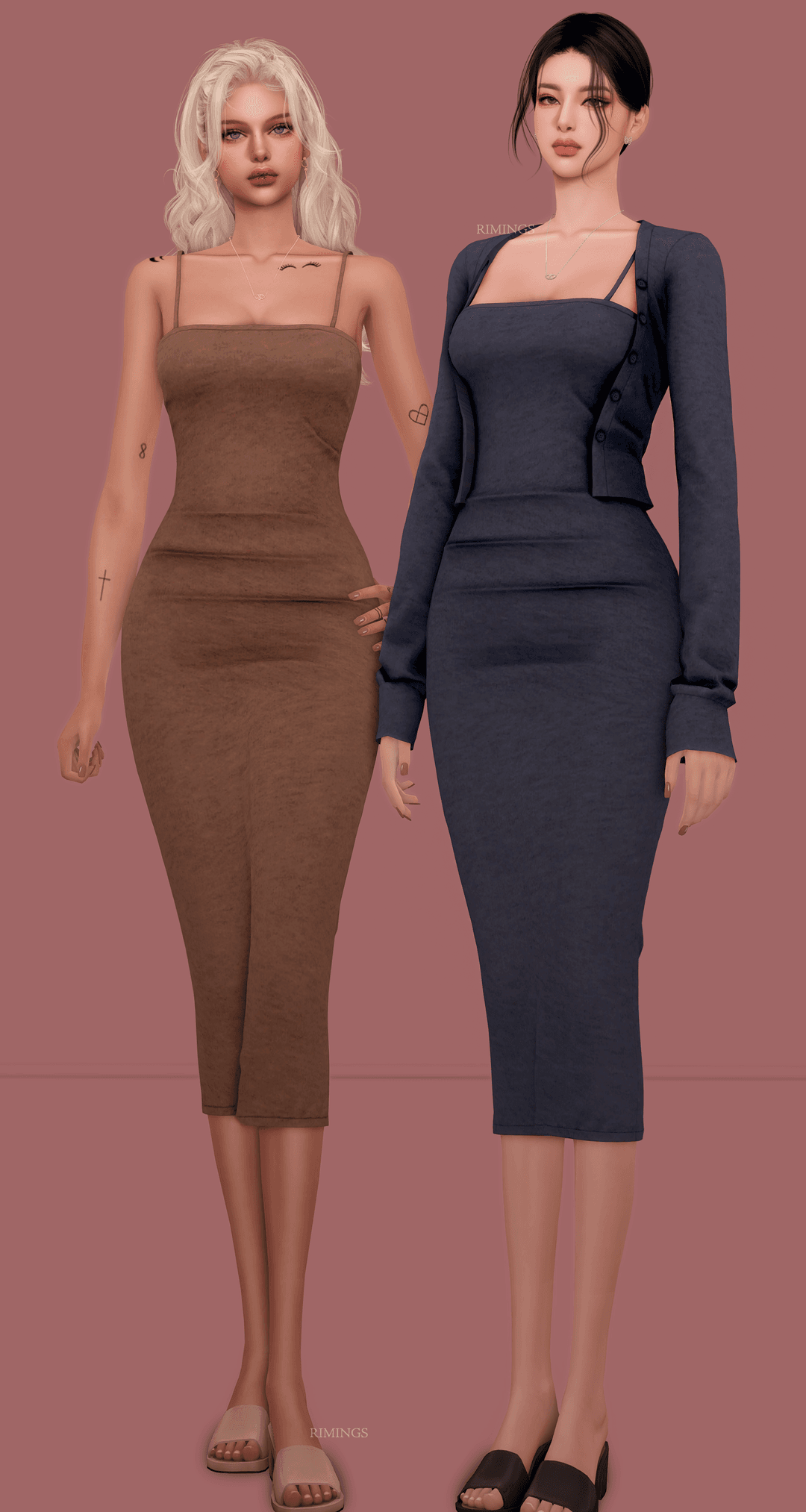 Сет платьев Slim Dress & Cardigan & Necklace — кадр 3
