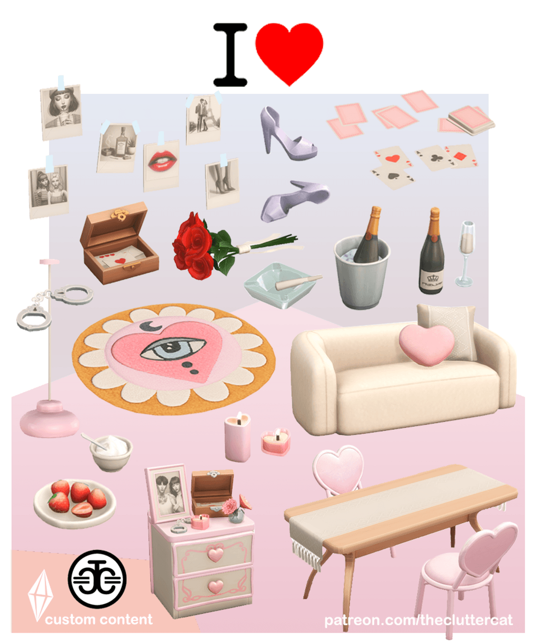 Милый сет декора и мебели I ♥ | Sims4Mods