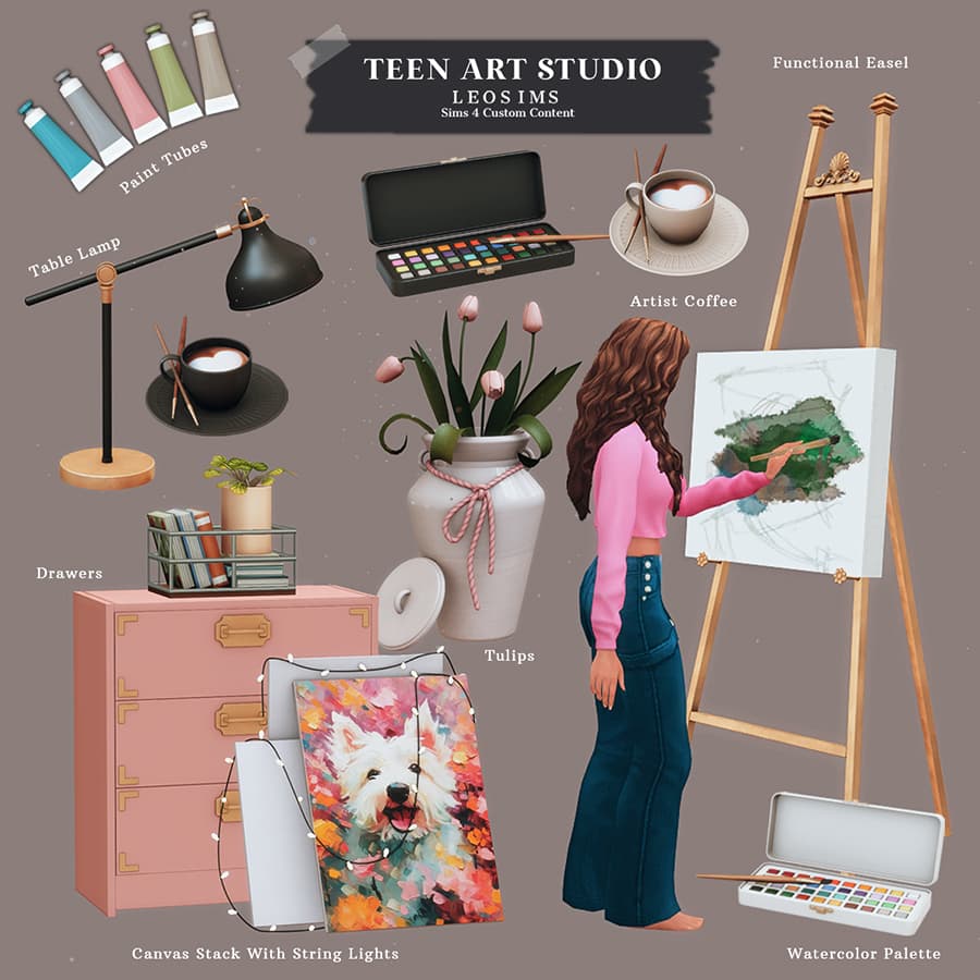 Набор для художника Teen Art Studio | Sims4Mods