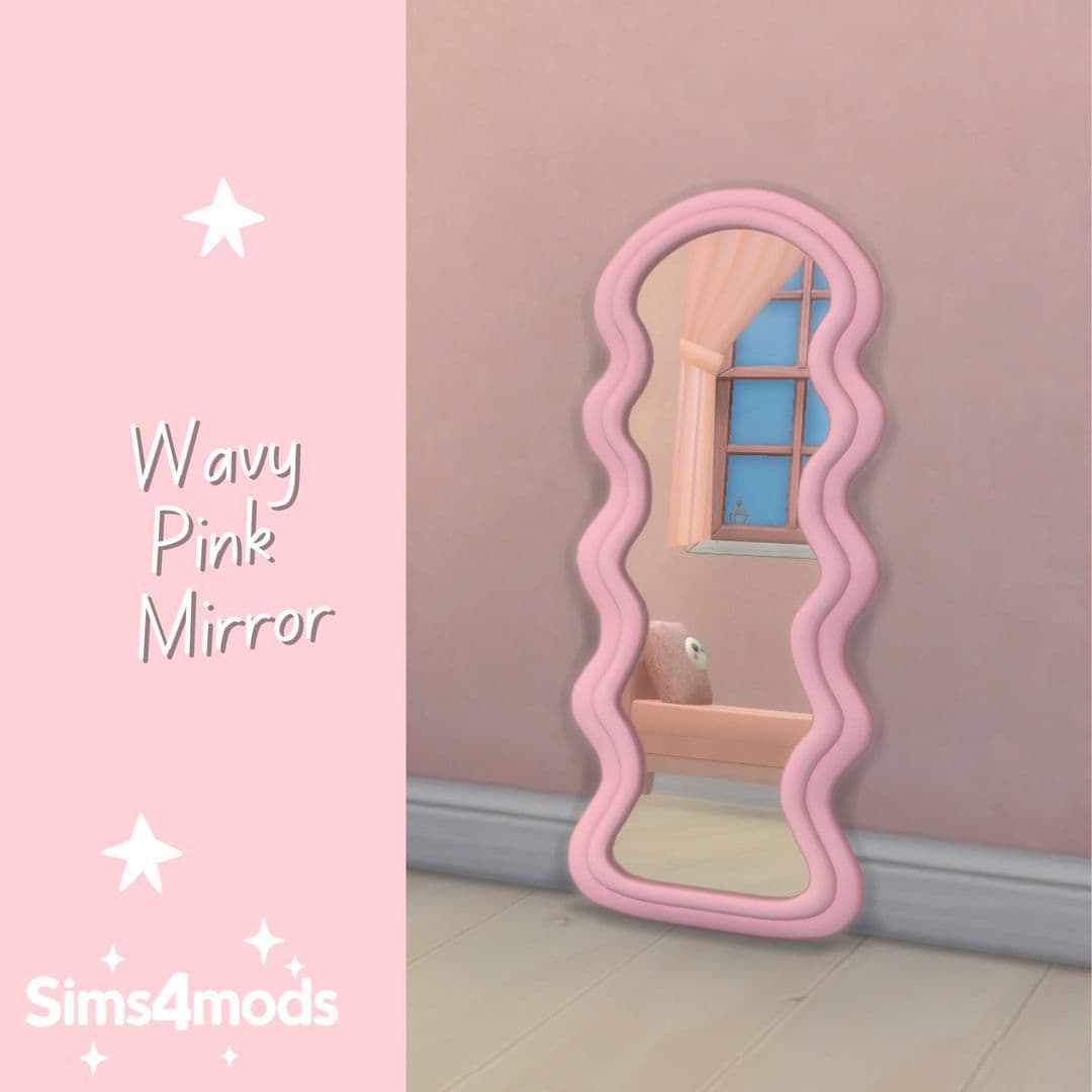 Напольное зеркало Wavy Pink Mirror | Sims4Mods