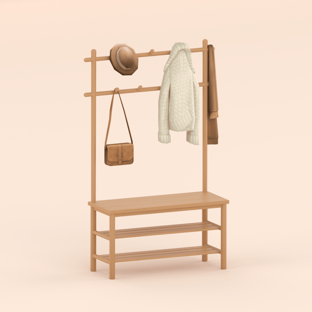 Сет для прихожей Wooden rack & Pegboard mirror — кадр 3